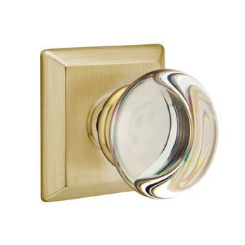 Emtek Providence Privacy Door Knob and Quincy Rose with Concealed Screws in Satin Brass