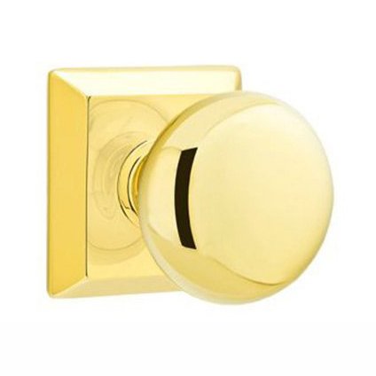 Emtek Privacy Providence Door Knob With Quincy Rose in Polished Brass