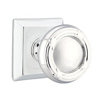 Emtek Privacy Ribbon & Reed Knob With Quincy Rose in Polished Chrome