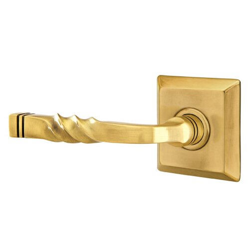 Emtek Privacy Left Handed Sante Fe Lever With Quincy Rose in French Antique Brass