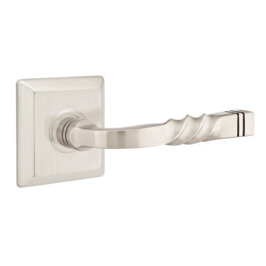 Emtek Privacy Right Handed Sante Fe Lever With Quincy Rose in Satin Nickel