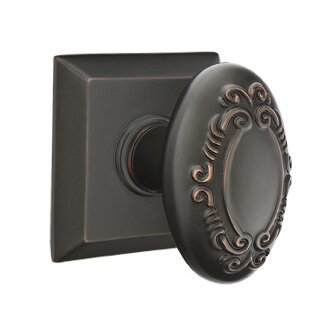 Emtek Privacy Victoria Knob With Quincy Rose in Oil Rubbed Bronze