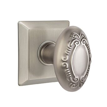 Emtek Privacy Victoria Knob With Quincy Rose in Pewter