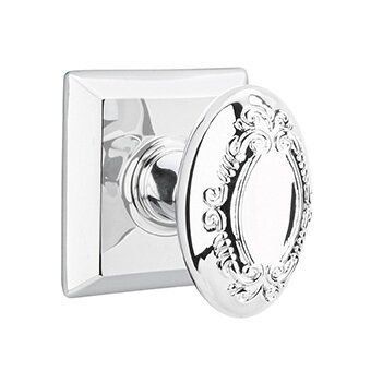 Emtek Privacy Victoria Knob With Quincy Rose in Polished Chrome