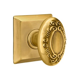 Emtek Privacy Victoria Knob With Quincy Rose in French Antique Brass
