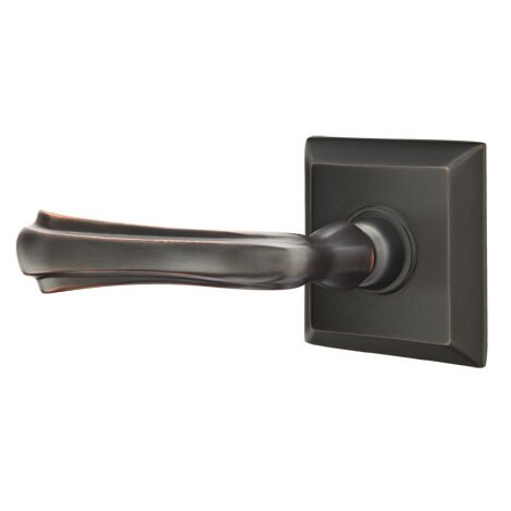 Emtek Privacy Left Handed Wembley Lever With Quincy Rose in Oil Rubbed Bronze
