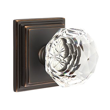 Emtek Diamond Privacy Door Knob and Wilshire Rose with Concealed Screws in Oil Rubbed Bronze