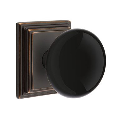 Emtek Privacy Ebony Knob And Wilshire Rosette With Concealed Screws in Oil Rubbed Bronze