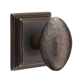 Emtek Privacy Modern Hammered Egg Door Knob with Wilshire Rose in Oil Rubbed Bronze And Concealed Screws