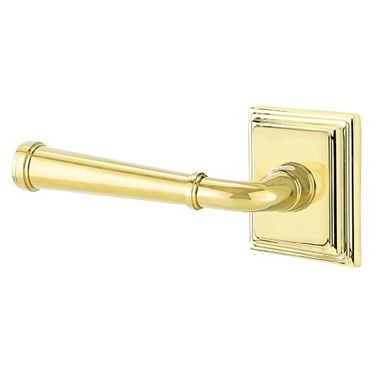 Emtek Privacy Left Handed Merrimack Lever With Wilshire Rose in Unlacquered Brass