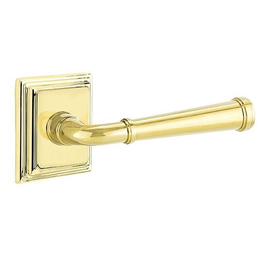 Emtek Privacy Right Handed Merrimack Lever With Wilshire Rose in Unlacquered Brass