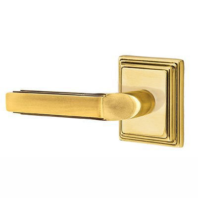 Emtek Privacy Left Handed Milano Door Lever With Wilshire Rose in French Antique Brass