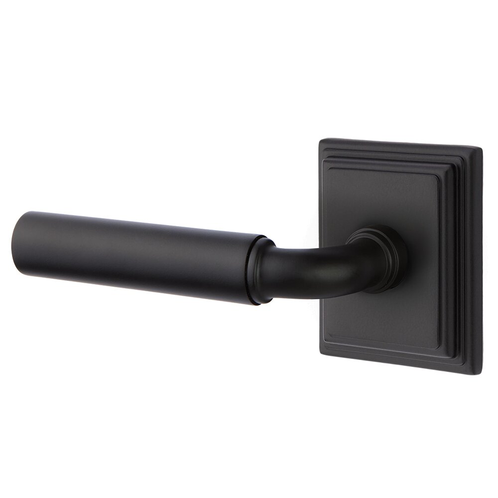 Emtek Privacy Left Handed Manning Door Lever With Concealed Screws Wilshire Rose in Flat Black