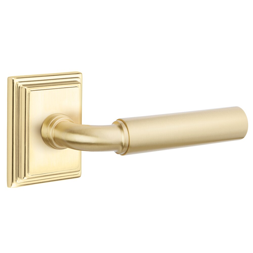 Emtek Privacy Right Handed Manning Door Lever With Wilshire Rose in Satin Brass
