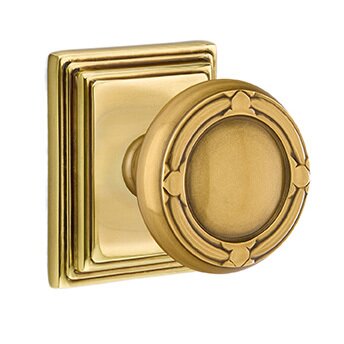 Emtek Privacy Ribbon & Reed Knob With Wilshire Rose in French Antique Brass