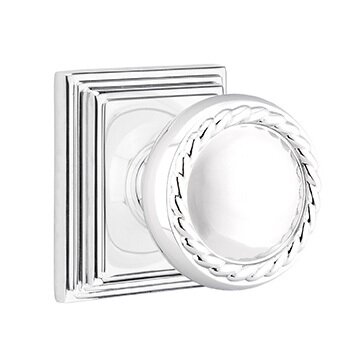 Emtek Privacy Rope Knob With Wilshire Rose in Polished Chrome
