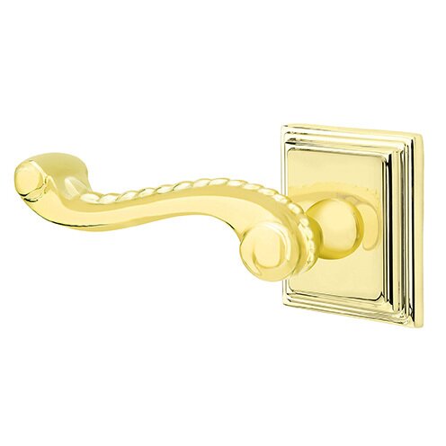 Emtek Privacy Left Handed Rope Lever With Wilshire Rose in Unlacquered Brass
