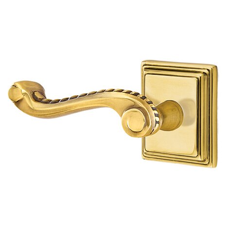 Emtek Privacy Left Handed Rope Lever With Wilshire Rose in French Antique Brass