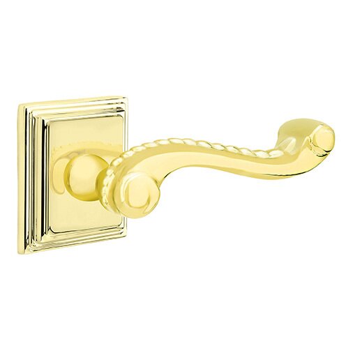Emtek Privacy Right Handed Rope Lever With Wilshire Rose in Polished Brass