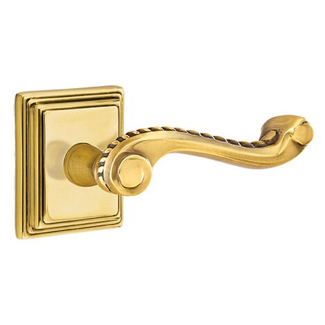 Emtek Privacy Right Handed Rope Lever With Wilshire Rose in French Antique Brass
