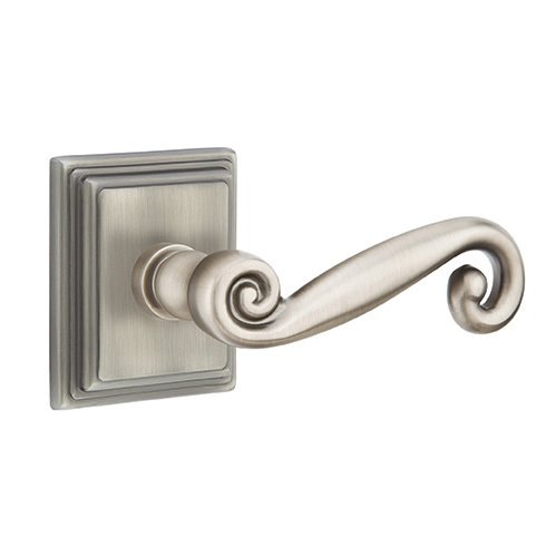 Emtek Privacy Right Handed Rustic Door Lever With Wilshire Rose in Pewter