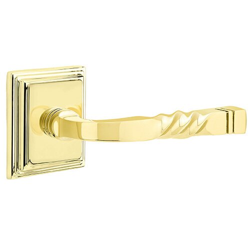 Emtek Privacy Right Handed Sante Fe Lever With Wilshire Rose in Unlacquered Brass
