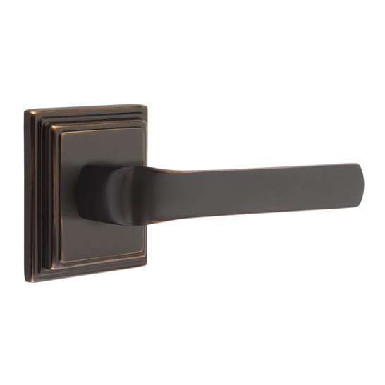 Emtek Privacy Spencer Right Handed Lever and Wilshire Rose in Oil Rubbed Bronze with Concealed Screws