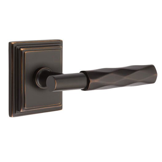 Emtek Privacy Tribeca Right Handed Lever with T-Bar Stem and Wilshire Rose in Oil Rubbed Bronze