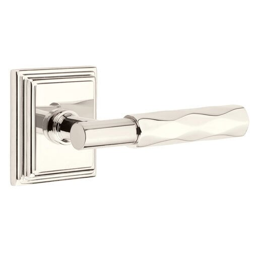 Emtek Privacy Tribeca Right Handed Lever with T-Bar Stem and Wilshire Rose in Polished Nickel