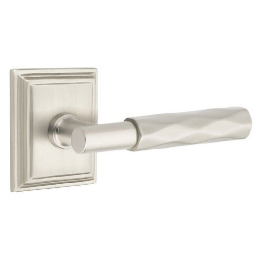 Emtek Privacy Tribeca Right Handed Lever with T-Bar Stem and Wilshire Rose in Satin Nickel