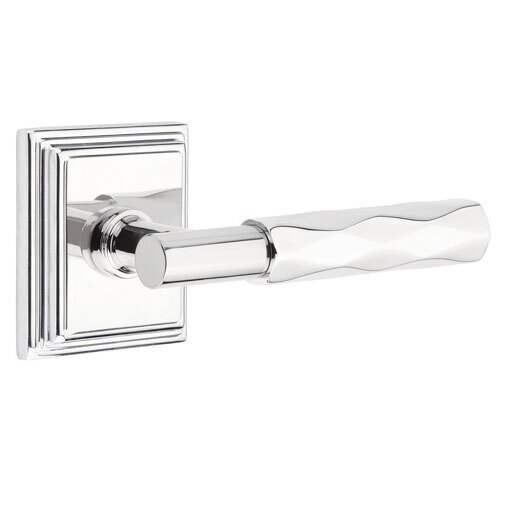 Emtek Privacy Tribeca Right Handed Lever with T-Bar Stem and Wilshire Rose in Polished Chrome