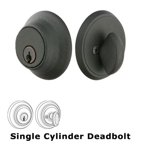 Emtek Wrought Steel #2 Single Cylinder Deadbolt in Flat Black Steel