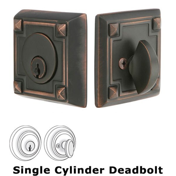 Emtek Arts and Crafts Single Cylinder Deadbolt in Oil Rubbed Bronze