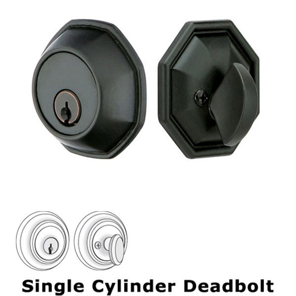 Emtek Octagon Single Cylinder Deadbolt in Flat Black Bronze