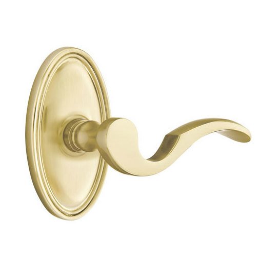 Emtek Single Dummy Right Handed Cortina Door Lever With Oval Rose in Satin Brass