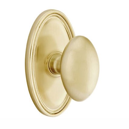 Emtek Single Dummy Egg Door Knob With Oval Rose in Satin Brass