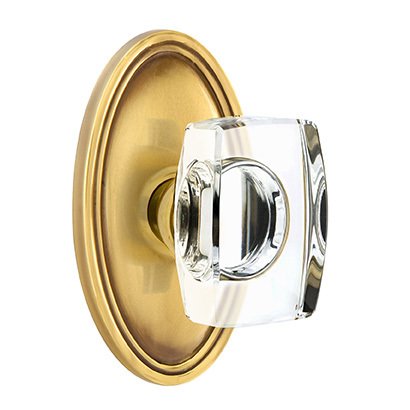 Emtek Single Dummy Windsor Door Knob with Oval Rose in French Antique Brass