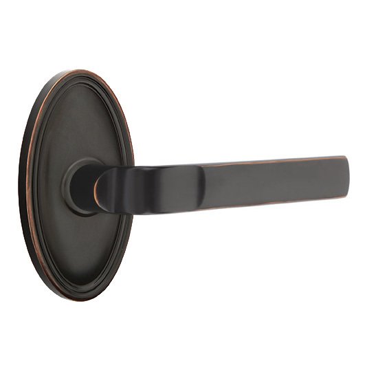 Emtek Single Dummy Aston Right Handed Lever with Oval Rose in Oil Rubbed Bronze