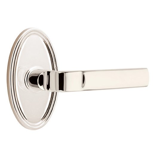 Emtek Double Dummy Aston Right Handed Lever with Oval Rose in Polished Nickel