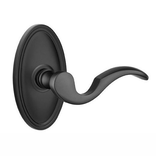 Emtek Double Dummy Right Handed Cortina Door Lever With Oval Rose in Flat Black