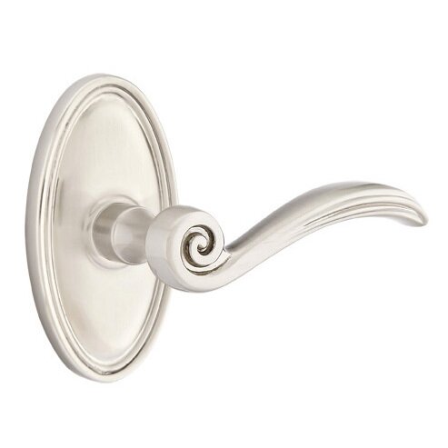 Emtek Double Dummy Elan Right Handed Lever With Oval Rose in Satin Nickel