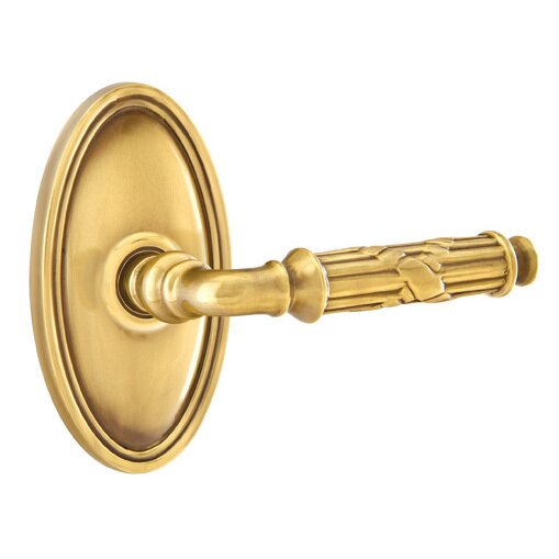 Emtek Double Dummy Ribbon & Reed Right Handed Lever With Oval Rose in French Antique Brass