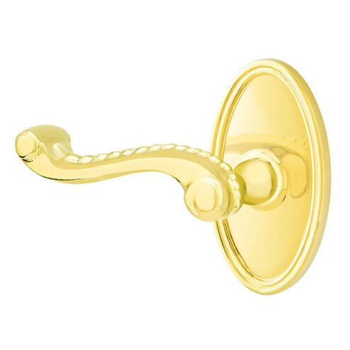 Emtek Double Dummy Rope Left Handed Lever With Oval Rose in Unlacquered Brass