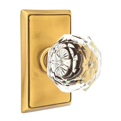 Emtek Single Dummy Diamond Door Knob with Rectangular Rose in French Antique Brass