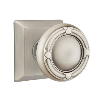 Emtek Single Dummy Ribbon & Reed Knob With Quincy Rose in Pewter