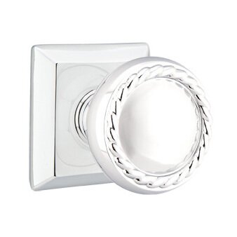Emtek Single Dummy Rope Knob With Quincy Rose in Polished Chrome