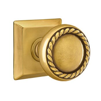 Emtek Single Dummy Rope Knob With Quincy Rose in French Antique Brass