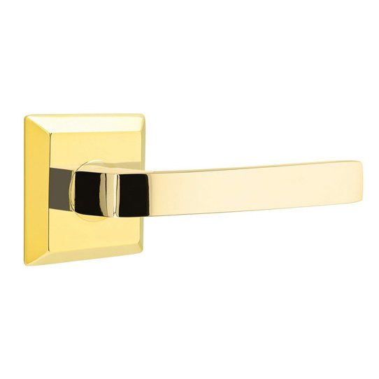 Emtek Single Dummy Breslin Right Handed Lever with Quincy Rose in Unlacquered Brass