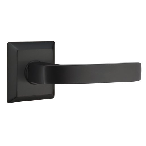 Emtek Double Dummy Breslin Right Handed Lever with Quincy Rose in Flat Black