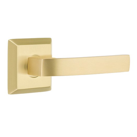 Emtek Double Dummy Breslin Right Handed Lever with Quincy Rose in Satin Brass
